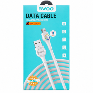 BWOO Micro USB Cable Colorful Lights 2.4A BO-X213V (1M) - White